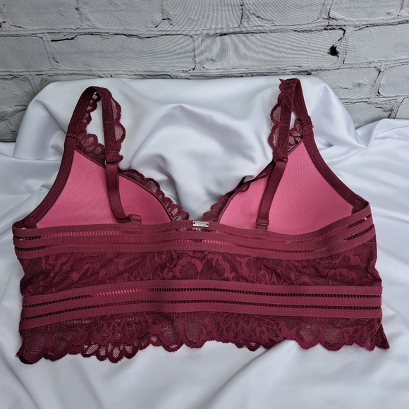 VICTORIA'S SECRET 'PINK' LACE PLUNGE FRONT FOAM CUP FULL~COVERAGE BRA/ BRALETT - Picture 4 of 16